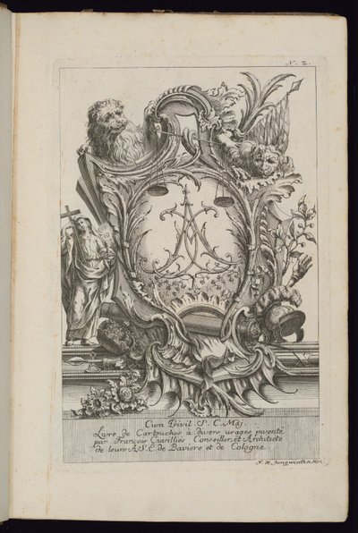 Kassett med to løver og en chiffer, bok med kassetter for forskjellig bruk av François de Cuvilliés the Elder