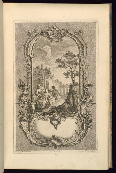 Design for Cartouche med store og små rom av François de Cuvilliés the Elder