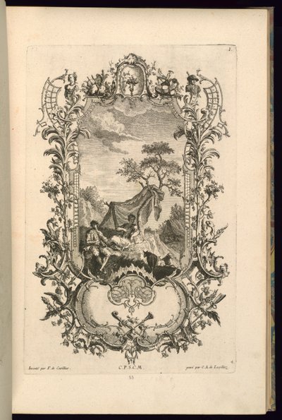 Design for Cartouche med store og små rom av François de Cuvilliés the Elder
