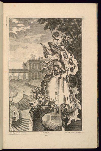 Design for fontene med anker av François de Cuvilliés the Elder
