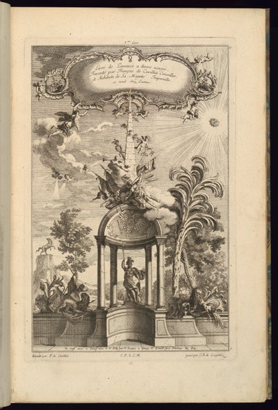 Design for paneler med Tempietto med Minerva, kronet av en Obelisk og Victory av François de Cuvilliés the Elder