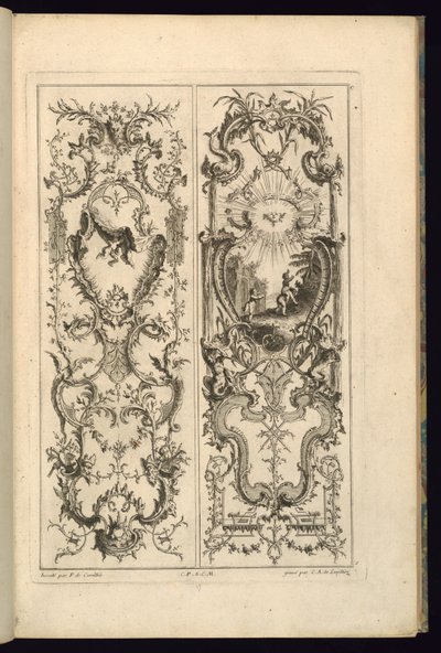Design for to paneler av François de Cuvilliés the Elder