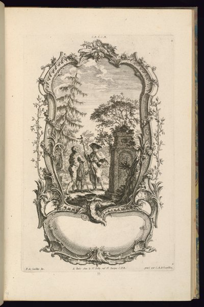 Design for en kartusj med store og små rom av François de Cuvilliés the Elder