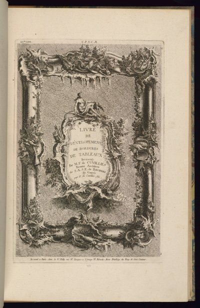 Design for en ramme og en kartusj av François de Cuvilliés the Elder