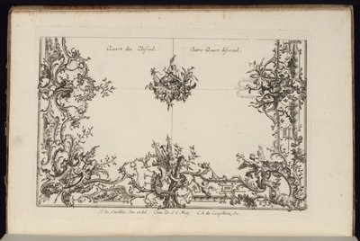Two Quarters of a Ceiling, New Book of irregular Ceilings av François de Cuvilliés the Elder
