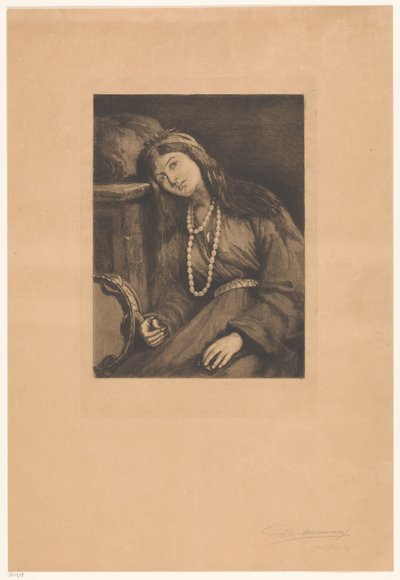 Hvilende musiker med kastanjetter og tamburin Mignon (original tittel) av François de Meersman (signed by artist)
