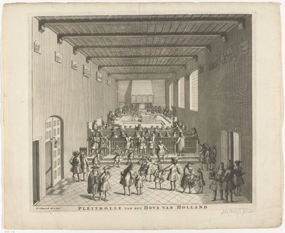 Court of Holland i møte, ca. 1700 Pleitrolle van den Hove fra Holland (tittel på objekt) av François van Bleyswijck