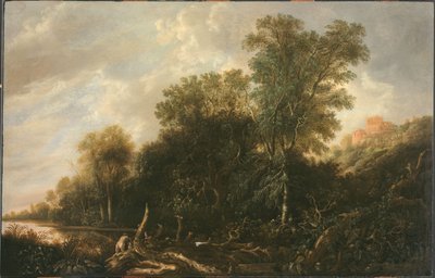 Skogslandskap med badende kvinner av François van Knibbergen
