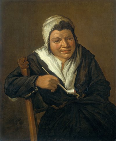 En kvinne som røyker en pipe (olje på lerret) av Frans (Follower of) Hals