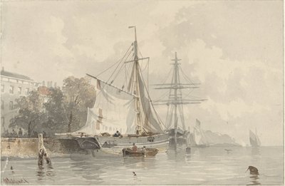 Seilskuter i land av Frans Arnold Breuhaus de Groot