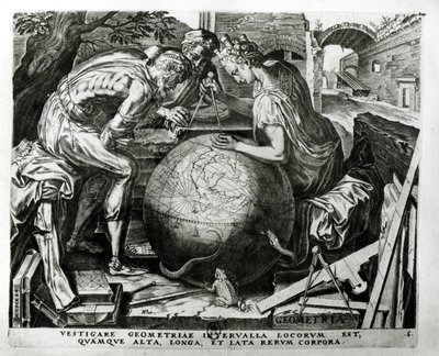 Geometri, gravert av Hieronymus Cock (ca. 1510-70) av Frans Floris