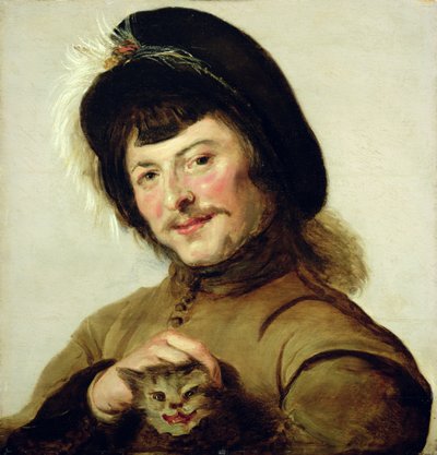 En ung mann med en katt, 1635 av Frans Follower of Hals