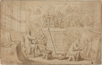 En kunstners studio [recto] av Frans Francken the Younger