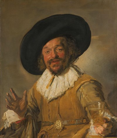En militsmann som holder en Berkemeyer, kjent som "Merry Drinker" En borgervakt som holder en Berkemeier, kjent som 