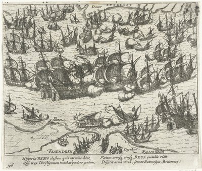 Senkingen av den spanske armadaen i 1588, 1613-1615 av Frans Hogenberg