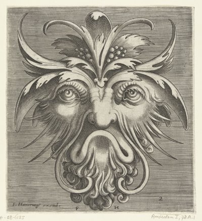 Maske med skjegg med krøller Pourtraicture ingenieuse de plusieurs facons de masques... (serietittel) av Frans Huys