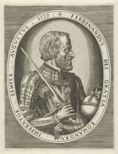 Portrett av Ferdinand I av Habsburg, tysk keiser Portretter av konger, dronninger, prinser og prinsesser (serietittel) av Frans Huys