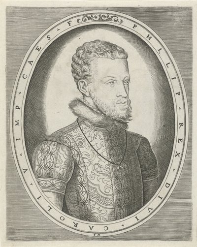 Portrett av Karl V av Habsburg eller Filip II av Spania Portretter av konger, dronninger, prinser og prinsesser (serietittel) av Frans Huys
