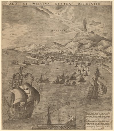 Sjøslag i Messinastredet av Frans Huys after Pieter Bruegel the Elder