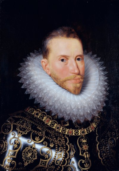 ""Portrett av Albert av Østerrike (1559-1621)" (Portrett av Albert VII, erkehertug av Østerrike (1559-1621)) Maleri av Frans Pourbus den yngre (1569-1622) - Olje på tre - Dim 60x42 cm Groeningemuseum, Brugge av Frans II Pourbus