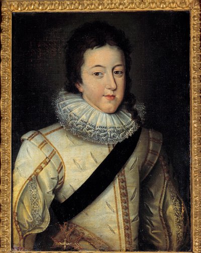Portrett av Ludvig XIII, konge av Frankrike og Navarra (1601-1643) på tidspunktet for hans ekteskap i 1616 (h s/t 0,64 x 0,44) etter Frans Pourbus Le Jeune (Francois (Franz) Porbus av Frans II Pourbus