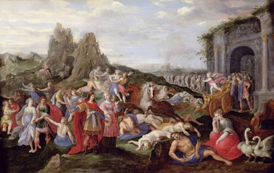 The Slaves and the Furies of Love (olje på panel) av Frans II the Younger (after) Francken