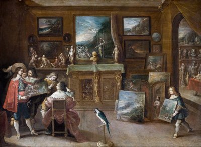 Et besøk hos kunsthandleren, ca. 1625 (olje på kobber) av Frans II the Younger Francken