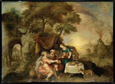 Lot og døtrene hans (maleri på lerret) av Frans II the Younger Francken