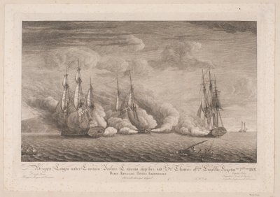 Briggen Lougen blir angrepet ved St. Thomas, 3. mars 1801 av Frans Martin Dodt