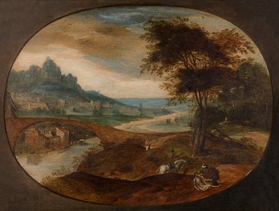 Landskap med den barmhjertige samaritan (olje på lerret) av Frans Mostaert