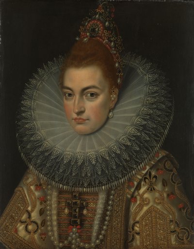 Portrett av erkehertuginne Isabella Clara Eugenia (1566-1633), Infanta av Spania av Frans Pourbus (II) (workshop of)