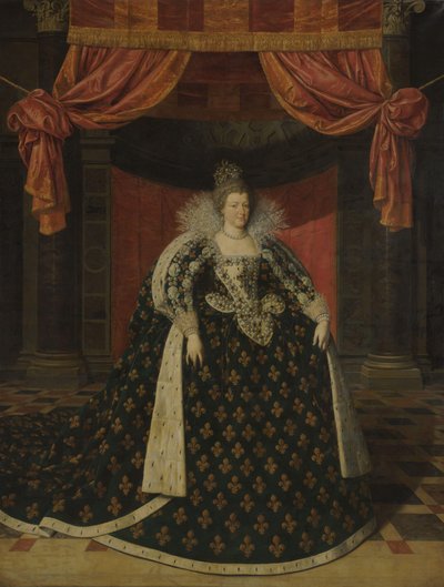 Portrett av Marie de Médicis (1575-1642), dronning av Frankrike, i statskåper av Frans Pourbus (II) (workshop of)