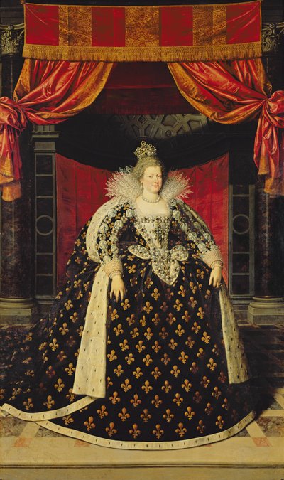 Marie de Medici (1573-1642) i kroningsklær, ca. 1610 av Frans Pourbus the Younger