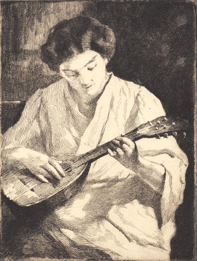 Mandolinspillende dame av Frans Schwartz