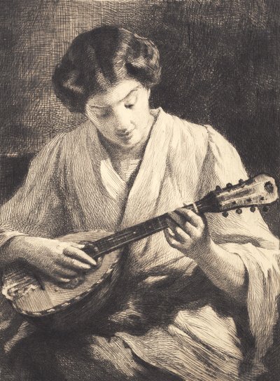 Mandolinspillende dame av Frans Schwartz