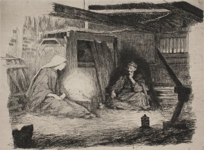 Maria, Kristusbarnet og Josef julemorgen av Frans Schwartz