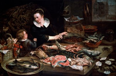 En fiskehandlerbutikk, c1616-1618. av Frans Snyders or Snijders