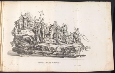 Tredje flyte i prosesjonen for Saint Rombout, 1825 Derden Prael-waegen (tittel på objekt) av Frans Vervloet
