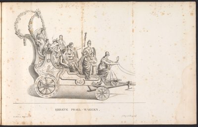Første flyt i prosesjonen for Saint Rumbold, 1825 First Prael-waegen (tittel på objekt) av Frans Vervloet