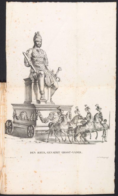 Kjempefarfar i prosesjonen for Saint Rumbold, 1825 Den Reuse, kalt bestefar (tittel på objekt) av Frans Vervloet