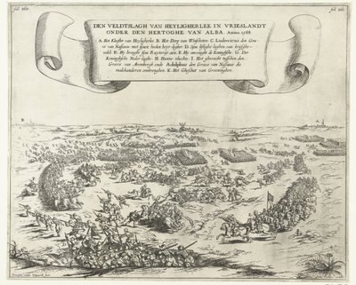 Slaget ved Heiligerlee, 1568 Slaget ved Heyligherlee i Vrieslandt under hertugen av Alba. Anno 1568 (tittel på objekt) av Frans van den Wijngaerde