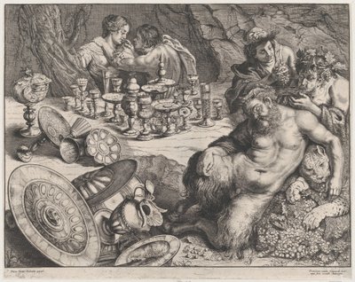 Bacchus and the Drunken Silenus, 1640-60. av Frans van den Wyngaerde