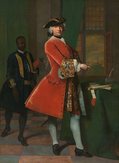 Portrett av Jan Pranger og en slavebundet tjener av Frans van der Mijn