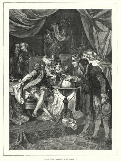 Christopher Columbus i leiren Santa Fe, Spania av Franz (after) Kollarz