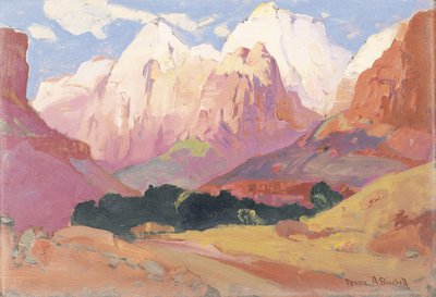 Grand Tetons (olje om bord) av Franz A. Bischoff