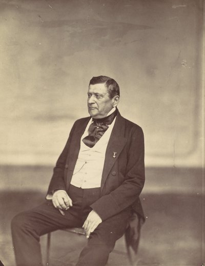 [Sittende mann i hvit vest og mørk frakk], 1850-60-tallet. av Franz Antoine