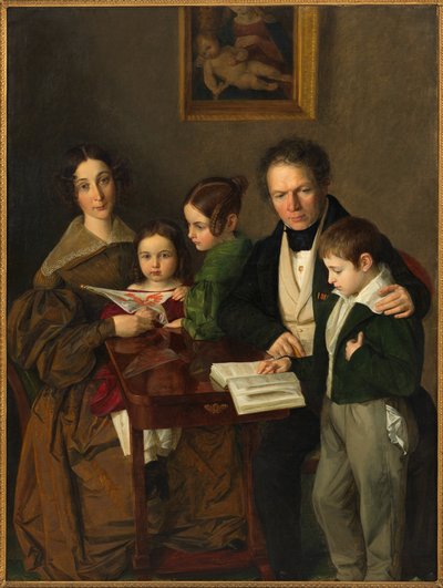 Komponisten Johann Baptist Gänsbacher 1778-1844 og hans familie, ca. 1838. av Franz Anton Stecher