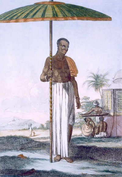 Porter av Ouriah-kasten, fra 'The Hindus or the Description of their Mores, Customs and Ceremonies', pub. 1808-12 (farget etsning) av Franz Balthazar Solvyns