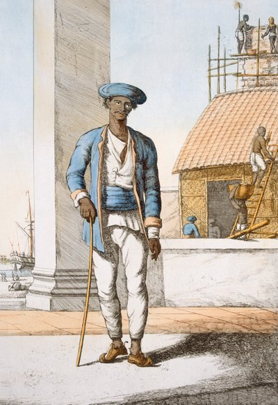 Sailor, fra 'The Hindus, or the Description of their Manners, Costumes and Ceremonies', ca. 1808-12 (farget etsning) av Franz Balthazar Solvyns