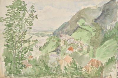 Elvelandskap i fjellet med et slott av Franz Barwig d. Ä.